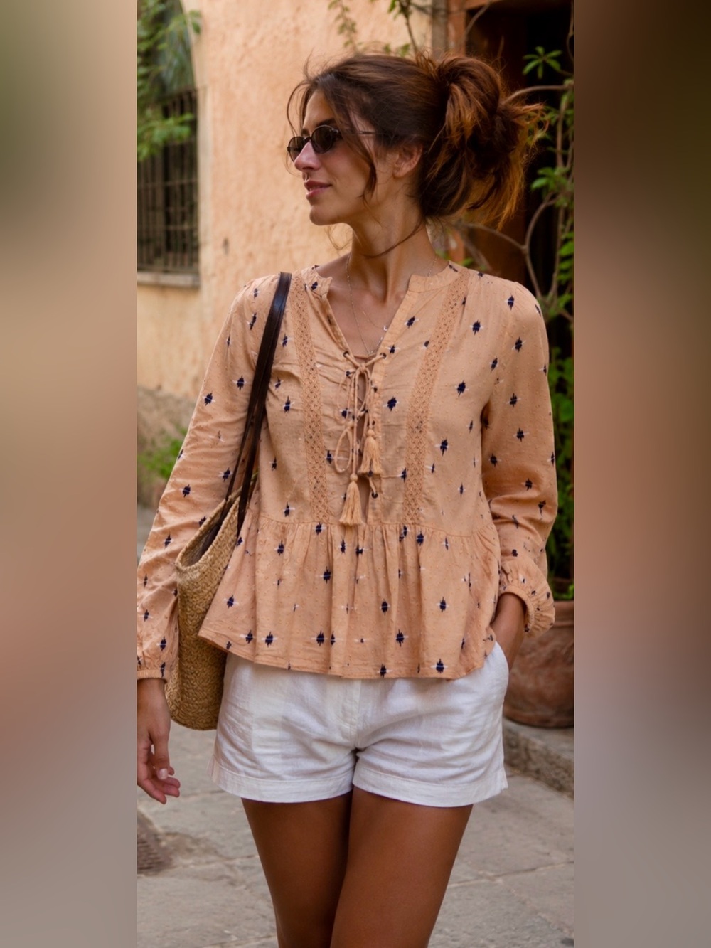 All About You by Deepika Padukone Boho Peplum Blouse Cotton Size: M